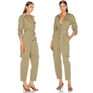 EUC FRAME Safari Belted Cotton Blend Twill Cargo Jumpsuit